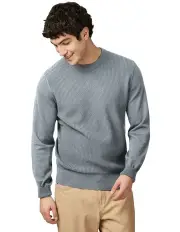 [Ben Sherman] Textured Front Crew Neck Knit in Powder Blue