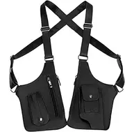 [Generic] Anti Theft Harness Leather, Medieval Vintage Underarm Shoulder Bag, Adjustable Strap Wallet Safety Phone Pouch, Multi-Pocket Double-Shoulder Bag For Cycling And Running