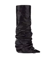 pleated boots 40 Black