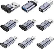 USB C to Micro Adapter, USB C to Micro Adapter, Micro to USB C Adapter, USB C to USB Adapter,USB to USB C Adapter,USB C to USB B Adapter,9 Stück.