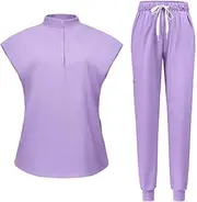 [ａ aternee] Nursing Scrub Set Top and Joggers Pants for SPA Beauty Salon Pet Groomer