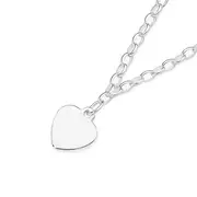 Silver Heart Charm 19cm Oval Belcher Bracelet
