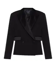Dolce Gabbana Double-Breasted Gabardine Tuxedo Jacket IT40 black