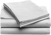 Full Sheet Set -Luxury 4 Piece Bed Sheets for Full Size Bed, Secure-Fit Deep Pocket Sheets with Elastic, Breathable Hotel Bed Sheets & Pillowcase Set, Wrinkle Free Oeko-Tex Sheets (Light Grey)