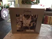 Gorham Ribbon White Wine Set~Ice Bucket/Cooler~Metal Caddy~4 Wine Glasses NIB
