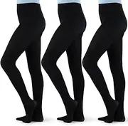 [The Fancy Dress] 3 Pack Girls Dance Tights Cotton Rich Soft Plain Black Footed School Ballet Tights For Girl’s