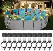 BORDEAG Pack of 10 Solar Pond Lighting, Waterproof Pool Light for Above Ground Pool, Solar Pool Lights, Solar Pool Lighting for Pool Garden Decoration, Stairs, Fence, Yard, Patio
