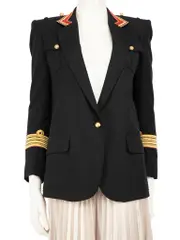 Black Wool Gold Trim Blazer