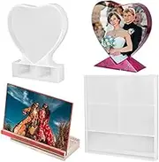 SourceTon 2 Pieces Photo Frame Resin Mold, Rectangle and Heart Shape Silicone Epoxy Molds for Home Decoration, DIY Crafts and Handmade Gifts