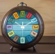 Beautiful Blue Shine Dial 5.25 inch Table Clock Wooden Desk & Shelf Clocks.