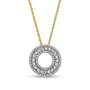 0.38 CT. T.W. Natural Diamond Multi-Row Circle Pendant in 10K Yellow Gold