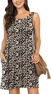 [BISHUIGE] Women Summer Casual V Neck T Shirt Dresses Beach Cover up Plain Tank Dress