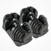 Fitnesslab 2X 40Kg Adjustable Dumbbell Set Gym Exercise Weights Chrome Textur...