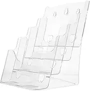 Tofficu Brochure Holder Acrylic A5 Brochure Display Stand 4-Tier Clear Literature Organizer Flyer Holder Wall Mount or Counter Top Use Brochure Display Rack