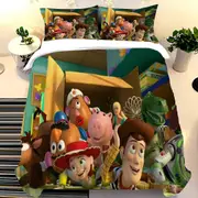 v2889 Bed Sheets Cartoon Quilt Cover with Toy Story Anime Bedding Set Buzz Lightyear Pillowcase Full Queen and King Size Girls and Boy 3-Piece Bedding