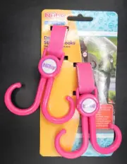 Nuby On The Go Deluxe Stroller Hooks Pink 2-Pack New