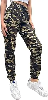 [Nuofengkudu] Camouflage Trousers Women's Harem Cargo Side Pockets Jogging Bottoms Elasticated Teenager Girls Jogging Pants Harem Trousers Sweatpants Leisure Trousers, Green, XS