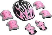Helmets and Pads for Kids | Adjustable Kids Knee Pads and Elbow Pads Set Toddler Bikes Helmets | Practical Skateboard Knee Pads Kids Skateboard Helmets for Cycling Scootering