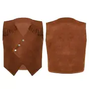 Kids Boys Western Cowboy Costume Vest Halloween Dress Up Performance Waistcoat