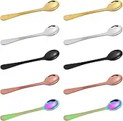 10 Pcs Small Spoons Mini Tiny Spoon Stainless Steel Spoons For Spices Jars Demitasse Espresso Cute Little Bistro Small For Spices, Salt, Sugar, Pepper, Honey, Asanta Fun Little