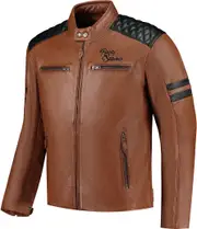 Rusty Stitches Jari V2, leather jacket , color: Brown/Black , size: L