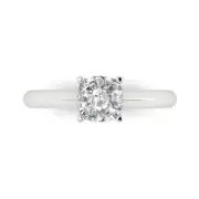 14K White Gold Solitaire Promise Ring, 1 ct Cushion Cut Simulated Diamond
