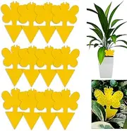 Yellow Fruit Fly Sticky Traps Indoor and Outdoor Plants, Fungus Gnat Trap Killer for House Flower Nontoxic Plant Insect Catcher (12 Bees)