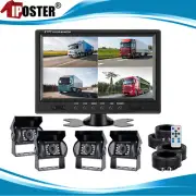 9" Quad Split Monitor 4PIN 4x Reversing Rearview CCD Camera for Truck Bus 12/24V