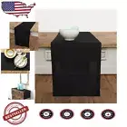 Handcrafted Black Linen Table Runner - 144-Inch Solid for Weddings & Events