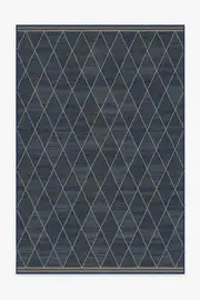 185' x 275' | Machine Washable Runner Rug | Kid & Pet Friendly | Indoor Rug | Harlequin Trellis Natural Navy Re-Jute Rug | Ruggable
