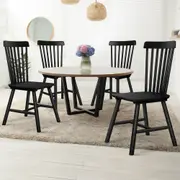 ALFORDSON 4x Dining Chairs Kitchen Lounge Cafe Retro Solid Wood Modern Black