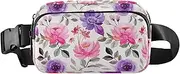 [GuoChe] Fashion Fanny Waist Pack Women Men Vintage Flowers Rustic Watercolor Purple Red Mini Bum Bag Belt with Adjustable Strap for Shopping Sports Work, Vintage flowers rustic38, 8" x 5.3" x 2.3", Retro