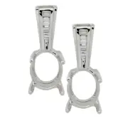 Earring Semi Mount Oval 9x7mm In 14K White Gold With Diamond Accents (40036)