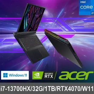 【Acer 宏碁】18吋i7 RTX電競筆電(Predator/PH18-71-77ZF/i7-13700HX/32G/1T SSD/RTX4070/W11)