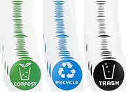 Joyzan Recycle Sticker for Trash Can, Bin Labels Ideal Signs Use On Home or Office Refuse Bins Suitable Indoor and Outdoor Using Green Compost Black Trash Blue Recycling PVC Adhesive 10 x 10 cm 60 PCS