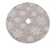 C28 90CM Gray Jacquard Snowflake Tree Skirt Christmas Party New Year Decoration Plush Snowflake Tree Skirt