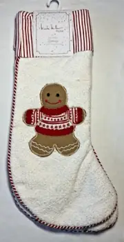 NICOLE MILLER Christmas Stockings Gingerbread MEN Red BROWN GREEN 8 X 22 NWT