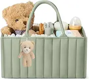 Nappy Caddy Organiser Stylish Diaper Storage Basket Perfect for Baby Shower,Car Caddy Organizer,Nursery Organizer,Portable Diaper Storage Bag(Green)