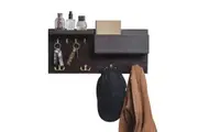 Wood Entryway Coat Rack with 2 Leather Tray(Brown)