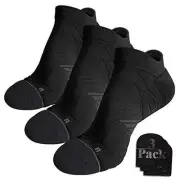 No Show Running Athletic Anti-Blister Wicking Coolmax Large 3 Pairs Black