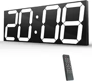 18 Inch Digital LED 4 Digits Wall Clock, 8-Levels Brightness， Auto Dimmer， Time， Date， Temperature Display, Ideal for Warehouse Office Home (Color : White)