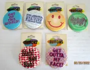 Vintage SIX ASSORTED Pin-back Buttons Pin New Old Stock - A3-A