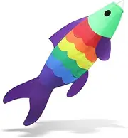 Anley 40-Inch Carp Windsock - Rainbow Koi Gold Fish Wind Streamer - Japanese Cartoon Flag for Garden, Backyard Décor