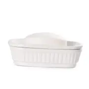 Ceramic Soap Dish, Self-draining Soap Holder, Double Layer Bar 01 Ceramic White