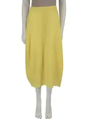 Yellow Plissé Midi Skirt