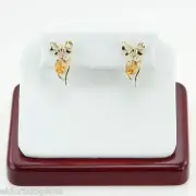 LADYâS OVAL CITRINE DROP BOW EARRINGS POST AND PUSH BACK 14K YELLOW GOLD