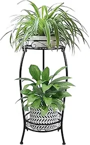 [MOCORY] Plant Stand Indoor Outdoor 2 Tier 27" Tall Metal Potted Holder Rack Flower Pot Stand Heavy Duty Plant Shelf Rustproof Iron Multiple Plant Round Supports Rack for Planter Corner Garden Balcony Patio