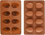 Mirenlife 8 Cavity Silicone Egg Pan, Egg Tray, Egg Shape Ice Tray, Silicone Baking Supplies for Cake Decorating, Chocolate, Candy, Jello, Baking Pan for Muffin, Bread and More, Set of 2