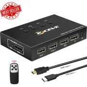 HDMI KVM Switch 4 Port 4K@60Hz, USB and HDMI Switch for 4 Computers Share Keyboa