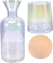 STOBAZA 1 Set Bedside Carafe with Tumbler and Wood Clear Glass Water Pitcher for Nightstand for Serving Water Juice Iced Tea and More Events